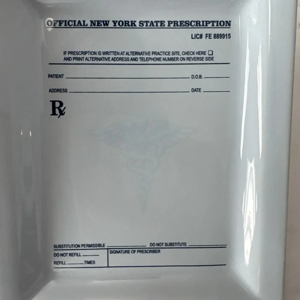 Fishs Eddy New York State RX Prescription Drug Pad Trinket Dish Tray Plate 7x5.5